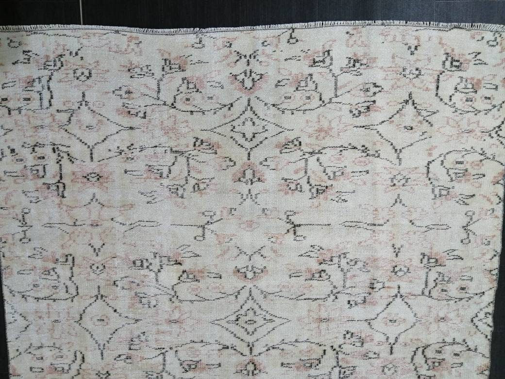 Muted Vintage RUG TURKISH Large Rug 5.5 x 8.3 Oushak Rug Vintage Oushak Rug Vintage Rug Muted Faded Rug Hand Made Rug Vintage Neutral Rug