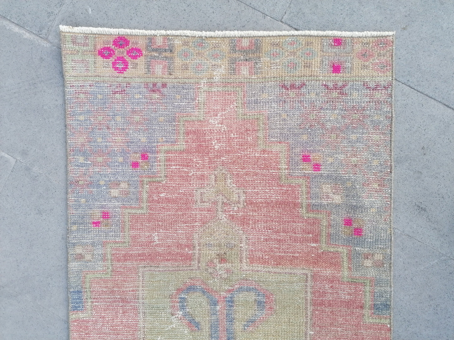 Runner rug 2'7x8'3 distressed vintage runner , rustic hand made wool runner