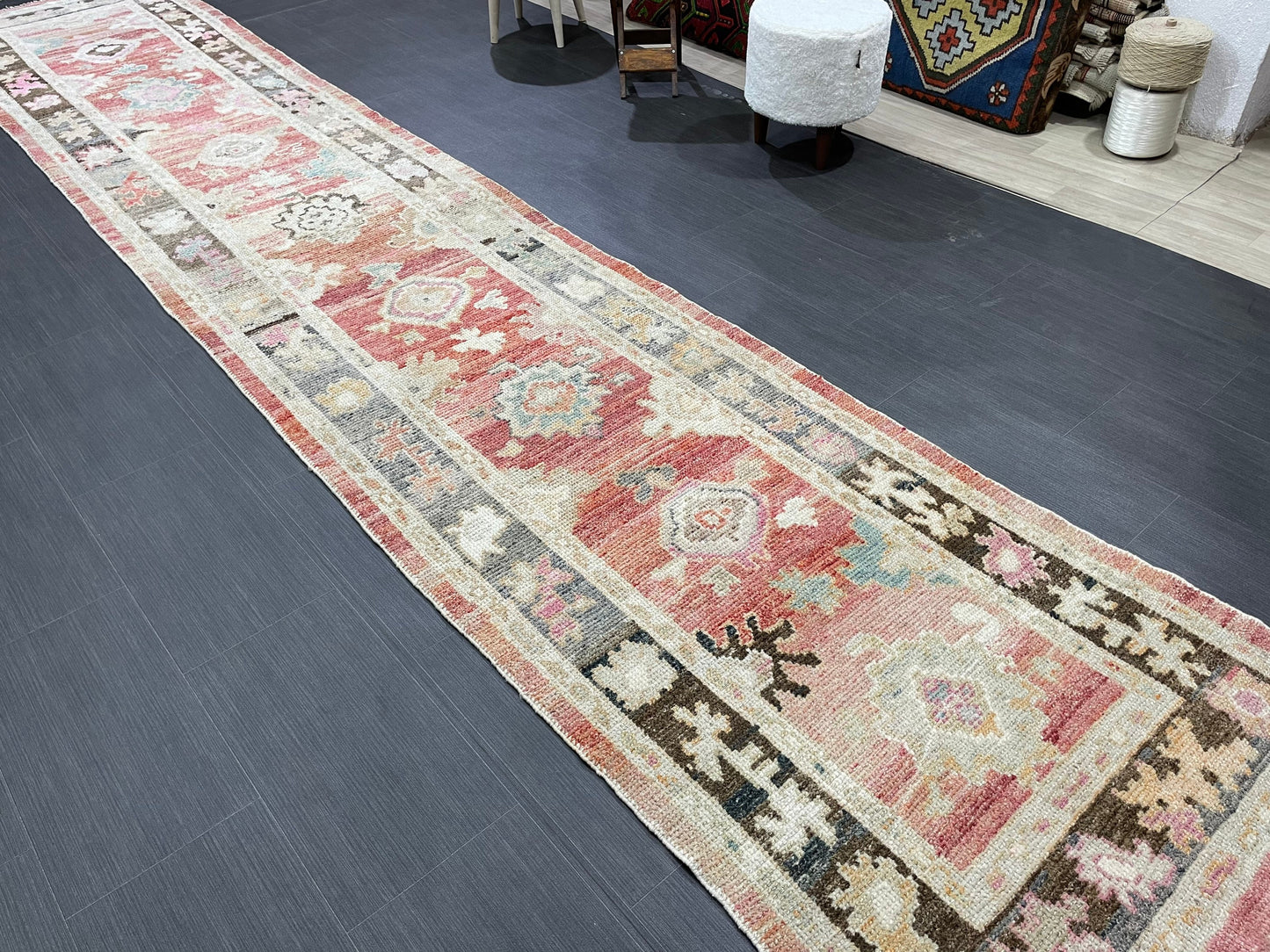 Turkish Oushak Runner 3 x 15.3 Turkish Runner Rug XL Vintage Runner Rug Long Hallway Runner Rug Kitchen Runner Stairs Runner