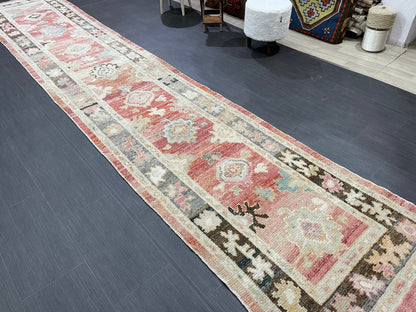 Turkish Oushak Runner 3 x 15.3 Turkish Runner Rug XL Vintage Runner Rug Long Hallway Runner Rug Kitchen Runner Stairs Runner