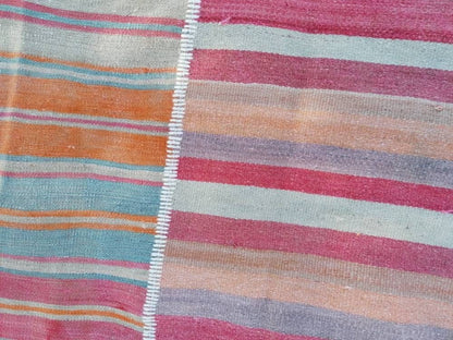 Flatwoven kilim rug 6'4x8'8  stripe hand made rugs, vintage turkish rugs oushak rug vintage oushak rug, wool rug