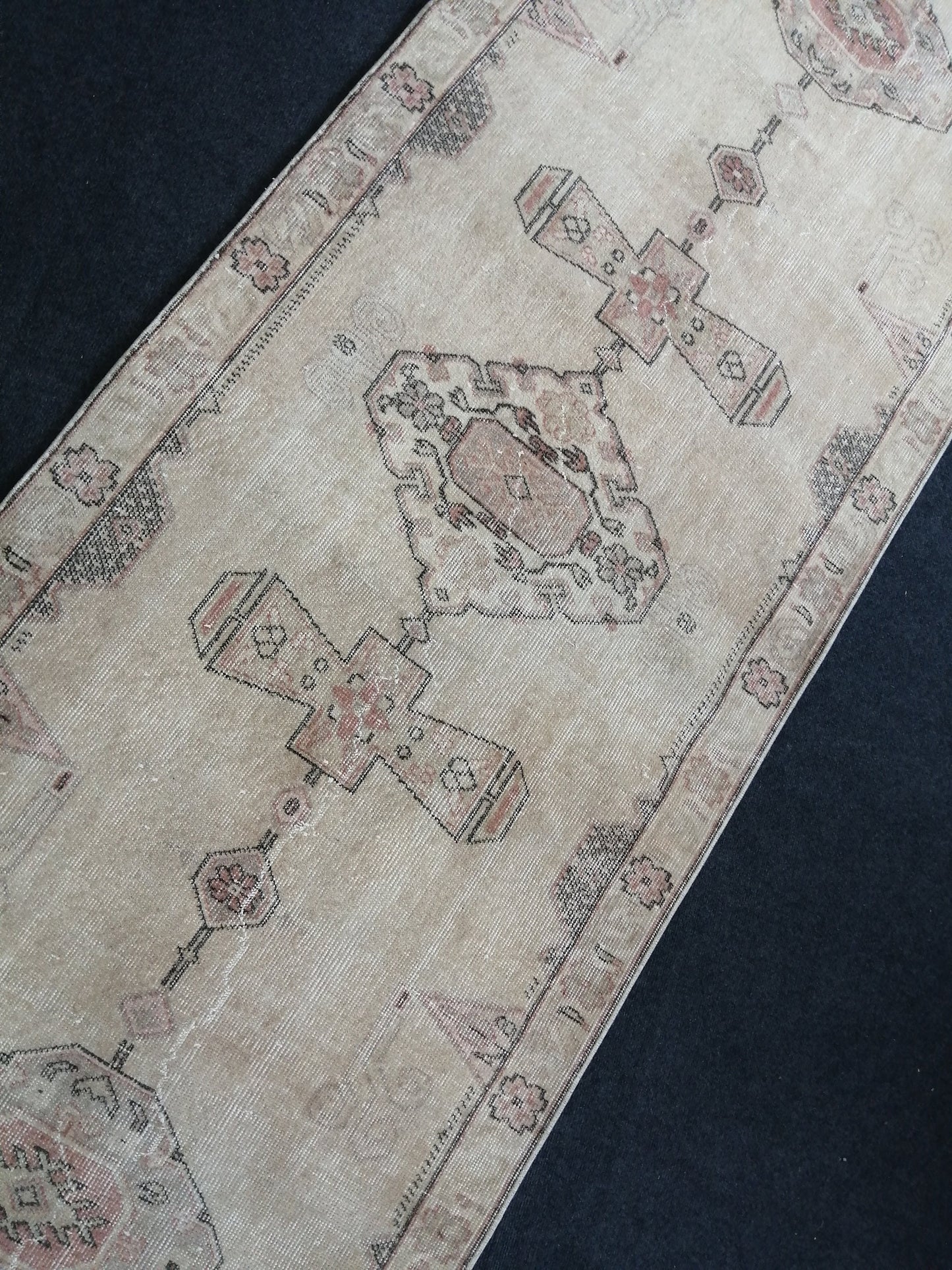 3.2 x 12 Oushak Runner Rug Blue Turkish Runner Rug Vintage Runner Rug Hallway Runner Rug Kitchen Runner Rug Wool Runner Rug Wool Oushak Rug