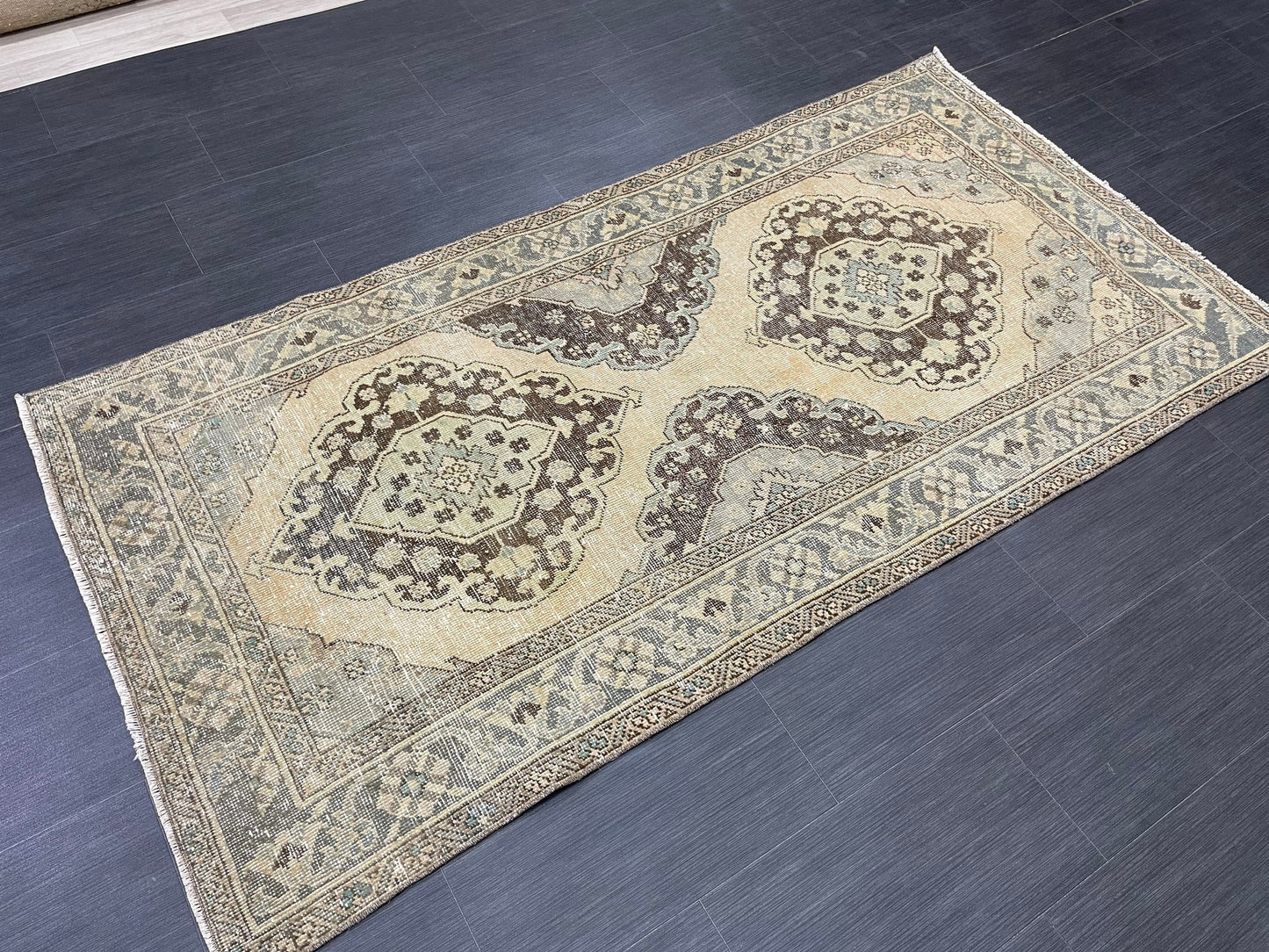 Muted Vintage 3.5 x 7 Rug Handmade Rug, Rustic Rug Hand Knotted Rug, Rug Runner, Turkish Rug, Farmhouse Rug, Vintage Rug, Wool rug