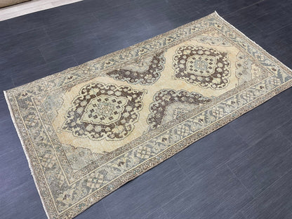 Muted Vintage 3.5 x 7 Rug Handmade Rug, Rustic Rug Hand Knotted Rug, Rug Runner, Turkish Rug, Farmhouse Rug, Vintage Rug, Wool rug