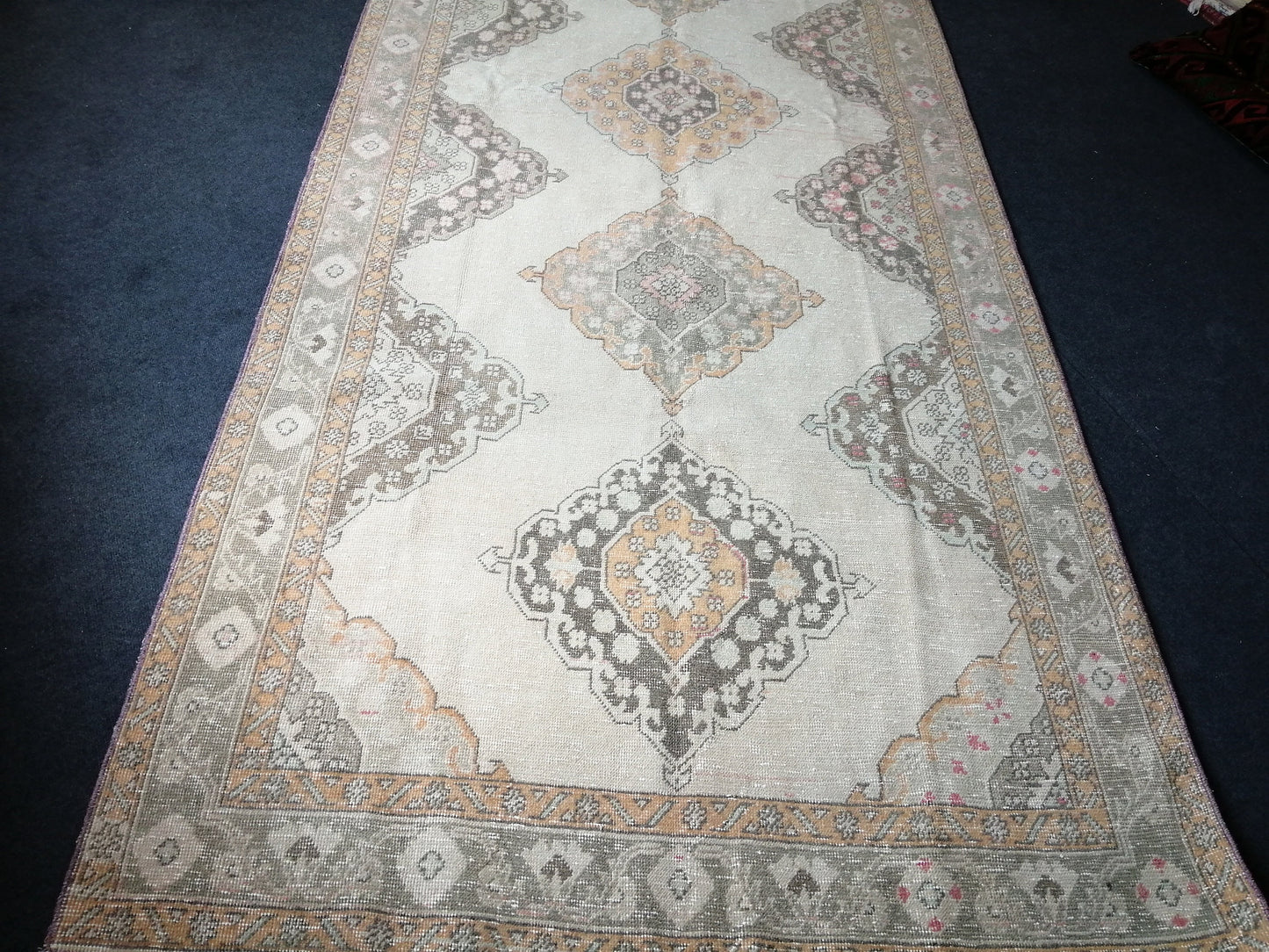 5 x 12.6 OUSHAK RUG TURKISH Muted Runner Rug Vintage Oushak Runner Rug Vintage Runner Rug Wool Oushak Rug Hand Made Rugs Vintage Turkish Rug