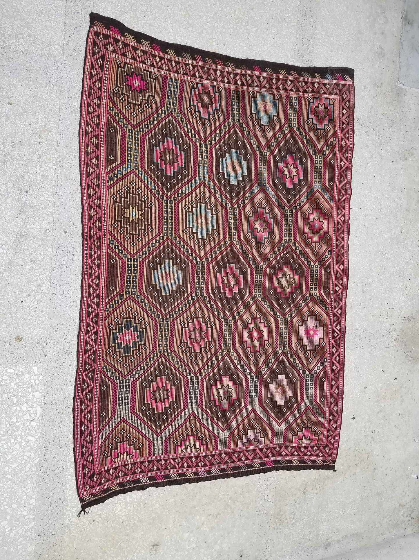 9'5x6'6 flatwoven with embroidery rug, kilim rug, turkish hand made rugs vintage turkish rugs oushak rug vintage oushak rug, wool rug