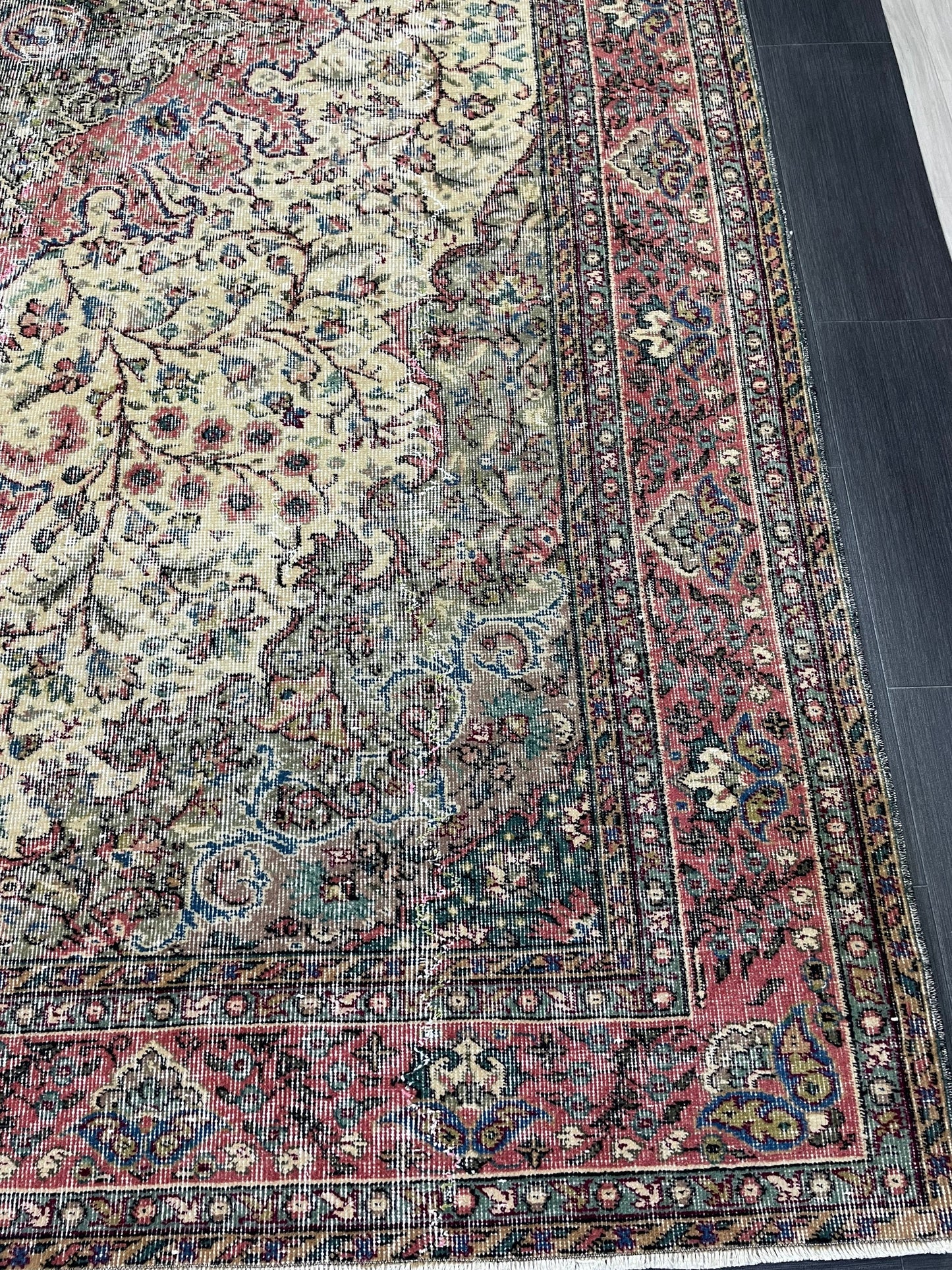 Vintage Rug, Persian Rug, Handmade Rug Muted Vintage 7 x 10.5 Rug, Hand Knotted Rug, Turkish Oushak Rug, Vintage Wool Turkish Rug