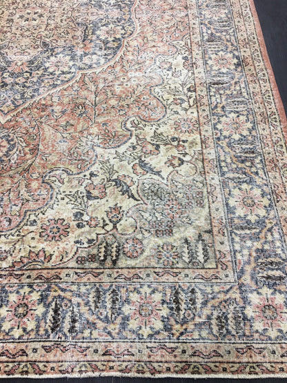 Muted Large Handmade RUG 7.8 x 11.8 TURKISH Rug Vintage Oushak Rug Muted Vintage Rug Wool Persian Rug Hand Knotted Rug Vintage 8x12 Rug