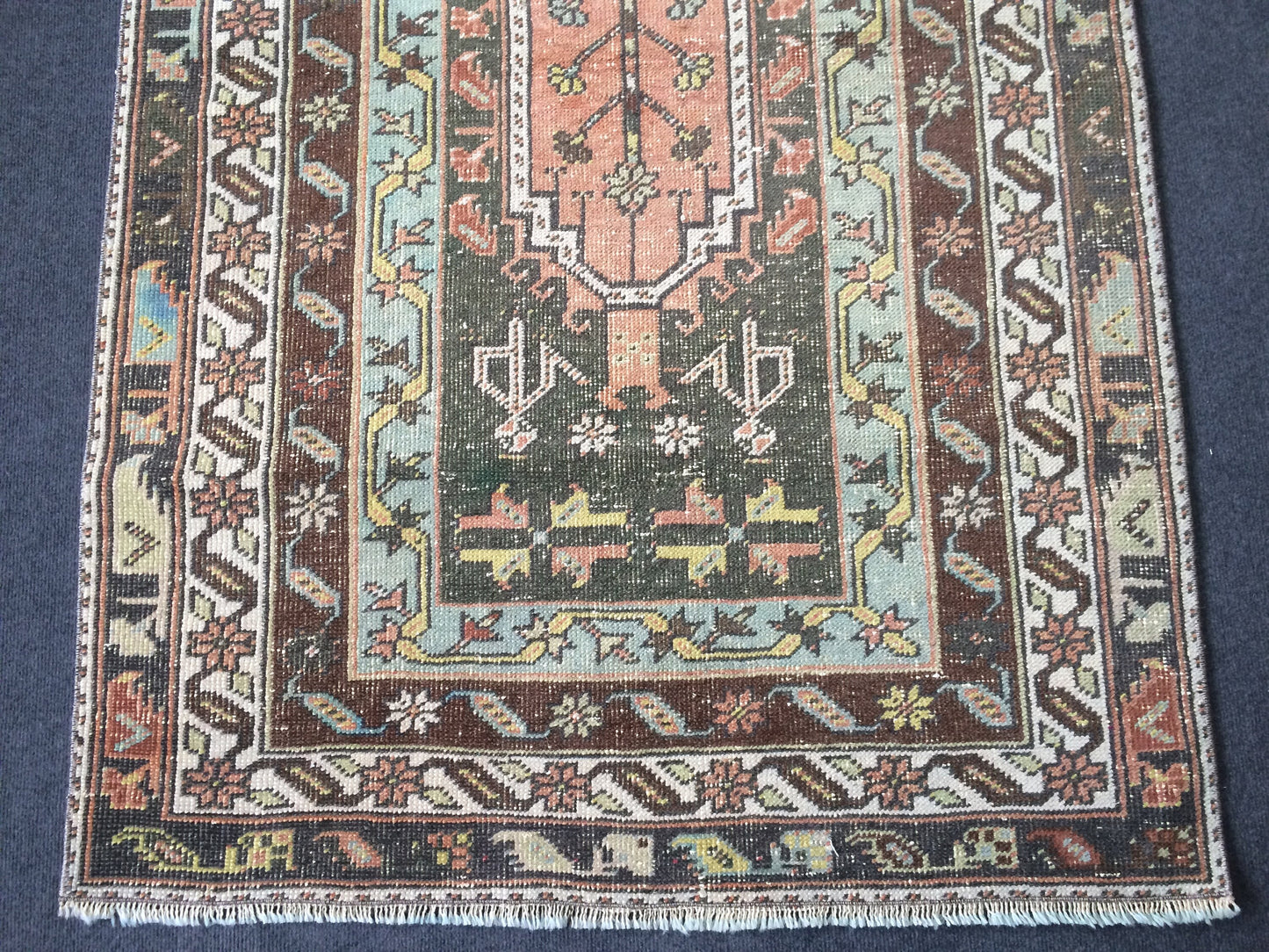 Persian RUG TURKISH Oushak Rug Vintage  Rug Oushak  Rugs  Vintage Runner Rug Wool Oushak Rug Hand Made Rugs Vintage Turkish Rug