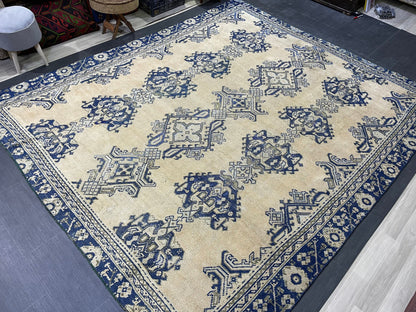 Antique Oushak RUG, Turkish 8.7 x 10.3 Rug, Hand Knotted Rug, Vintage Wool Rug, Oriental Rug Handmade Rug, Persian Rug