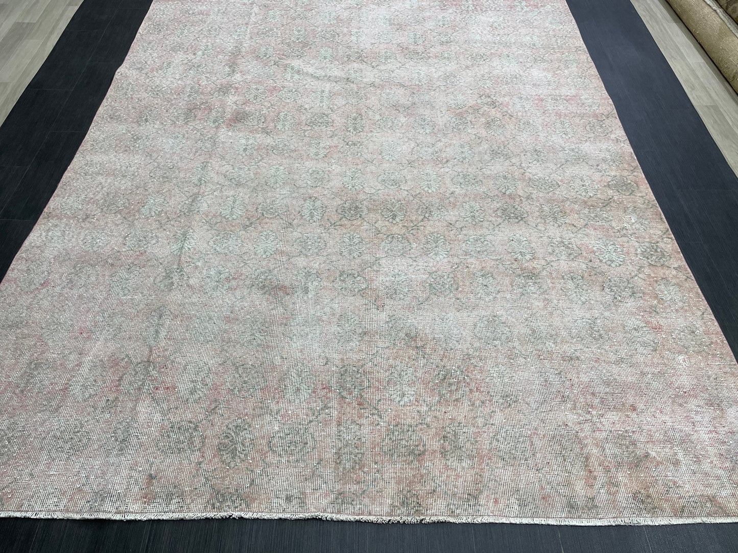 Large Muted Oushak Rug 7.2 x 12 Distressed Rug Vintage Turkish Rug Hand Knotted Rug Vintage Handmade Persian Rug