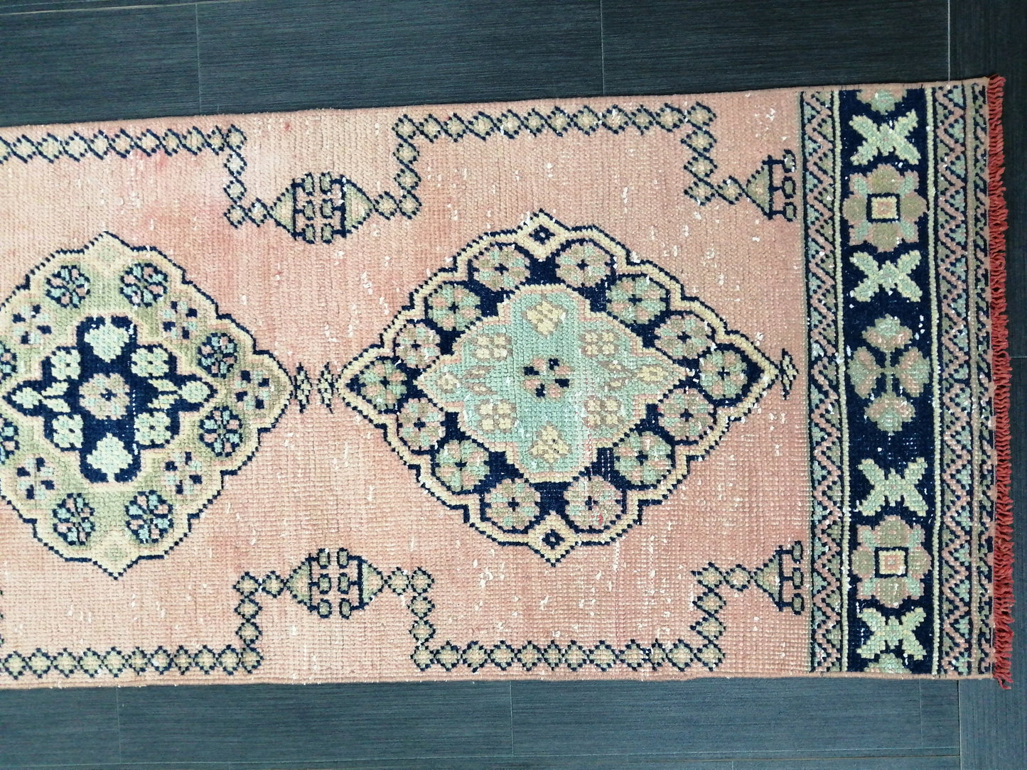 Oushak Runner Rug 2.3 x 11.7  Muted Vintage Runner Rug Hallway Runner Rug Kitchen Runner Rug Wool Runner Rug Wool Oushak Rug