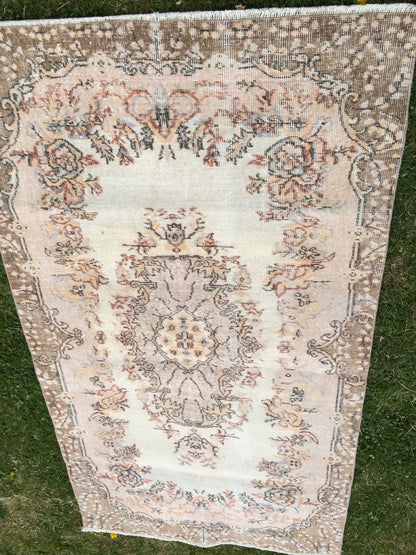 Vintage RUG, Turkish VINTAGE Rug, Oushak  Rug, Bohemian Rug, Living Room Rug, Oushak Rug,Hand Knotted Rug, Muted Rug,  Vintage Flooring,Rugs