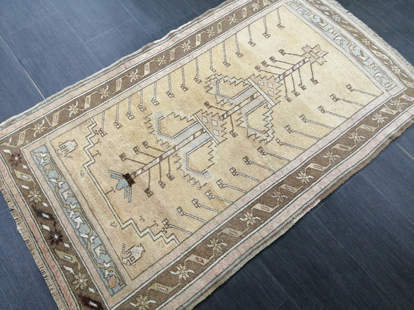 5 x 3 OUSHAK RUG Neutral TURKISH Rug Vintage Oushak Neutral Rug Vintage soft Rug Wool Oushak Rug Hand Made Rugs Vintage Turkish Rug 3x5