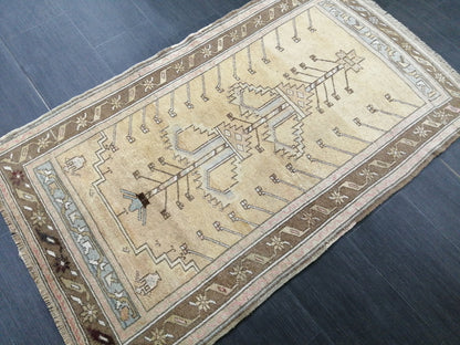 5 x 3 OUSHAK RUG Neutral TURKISH Rug Vintage Oushak Neutral Rug Vintage soft Rug Wool Oushak Rug Hand Made Rugs Vintage Turkish Rug 3x5