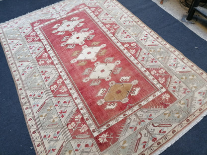 9'5x7'11 oushak turkish rug, vintage turkish rug,oushak vintage rug,vintage rug,kitchen rug,vintage anatolian rug,unique hand made bohemian