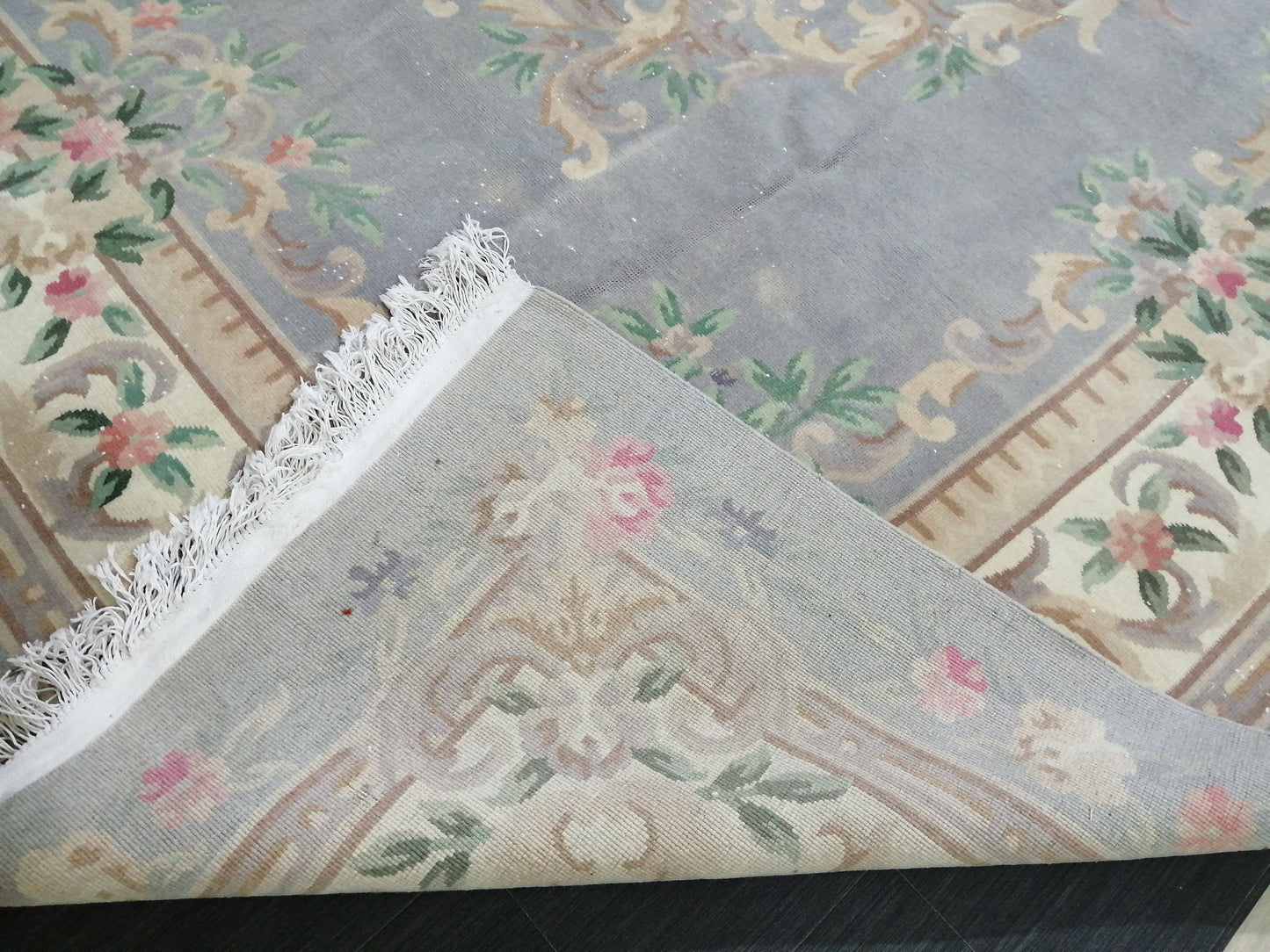 10 x 12.8 Hand Knotted Rug, Vintage  LARGE Rug, Handmade Rug, Floral Rug Rustic Rug Muted Large Rug, Nepal Rug  Fun Wool Rug 10x13 10x12