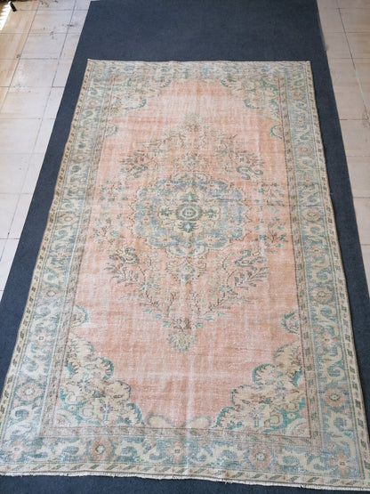 5'10x9'2  vintage turkish rug, large oushak rug, living room rug, vintage hand made rug, bohemian rug, kitchen rug