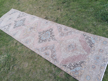 3'3x12'5 oushak turkish runner rug,turkish runner rug,oushak runner rug,vintage rug,kitchen rug,vintage oushak rug, vintage anatolian rug