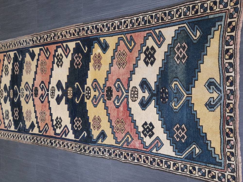 Vintage Runner RUG Navy Blue TURKISH 3x8 Rug Vintage Oushak Runner Rug Vintage Oriental Runner Rug Vintage Persian Hand Made Runner Rugs