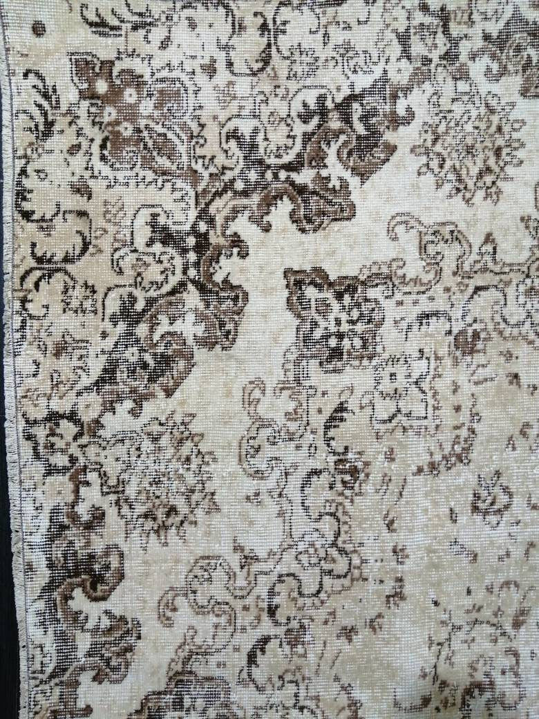 NEUTRAL Vintage RUG TURKISH Large Rug 9.5 x 7 Oushak Rug Vintage Oushak Rug Vintage Rug Muted Oushak Rug Hand Made Rug Vintage Neutral Rug