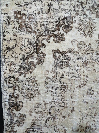 NEUTRAL Vintage RUG TURKISH Large Rug 9.5 x 7 Oushak Rug Vintage Oushak Rug Vintage Rug Muted Oushak Rug Hand Made Rug Vintage Neutral Rug