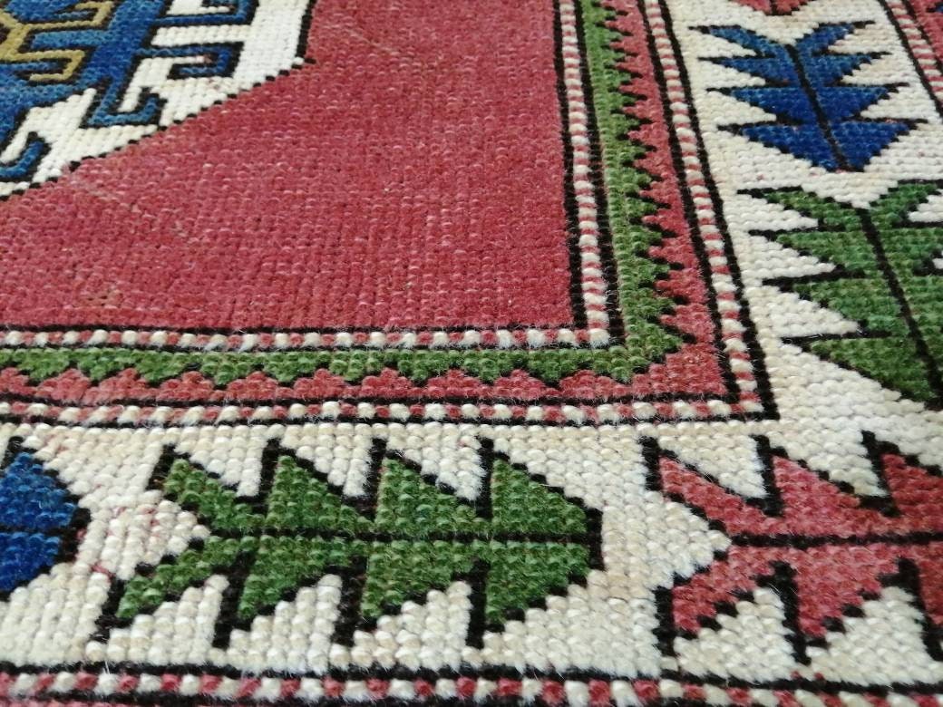 3.4 x 4.4 Vintage Rug Hand Made Rug, Oushak Rug, Soft wool Rug, Rug Fun Rug Turkish Rug, Farmhouse Rug, Vintage Wool Carpet Oriental Rug