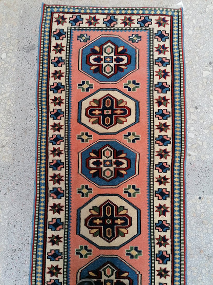 9'x2'4 turkish runner rug,oushak  runner rug,vintage rug,kitchen rug,vintage oushak rug, vintage anatolian rug,unique hand made rug,bohemian