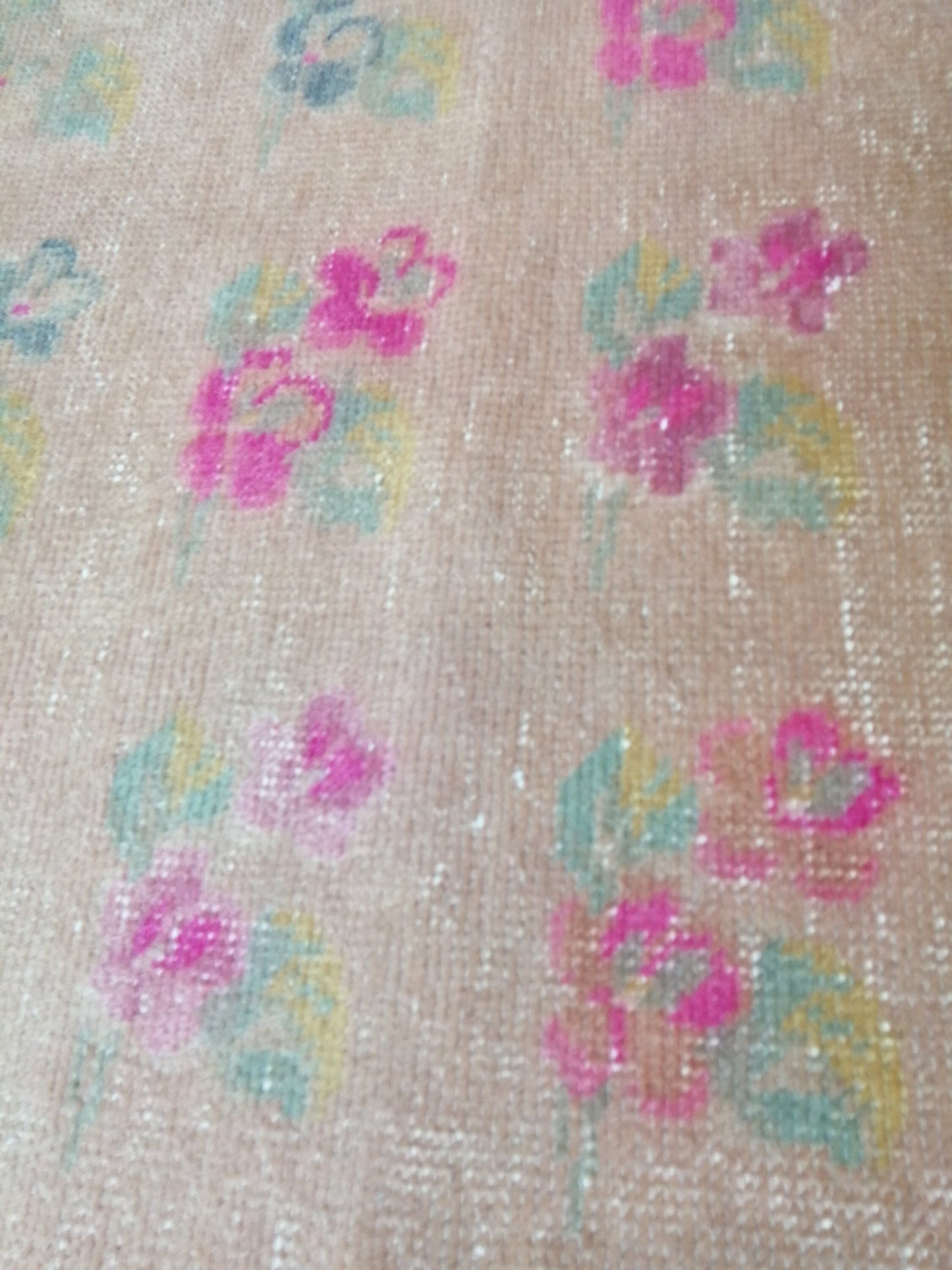 4.8 x 8 Floral OUSHAK RUG TURKISH Muted Rug Vintage Pink Floral Rug Vintage Runner Rug Wool Oushak Rug Hand Made Rugs Vintage Turkish Rug