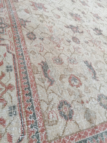 Vintage rug 6'10x10'4 large turkish rug, pastel vintage turkish rug, oushak hand made wool rug, large living room rug, bohemian rug