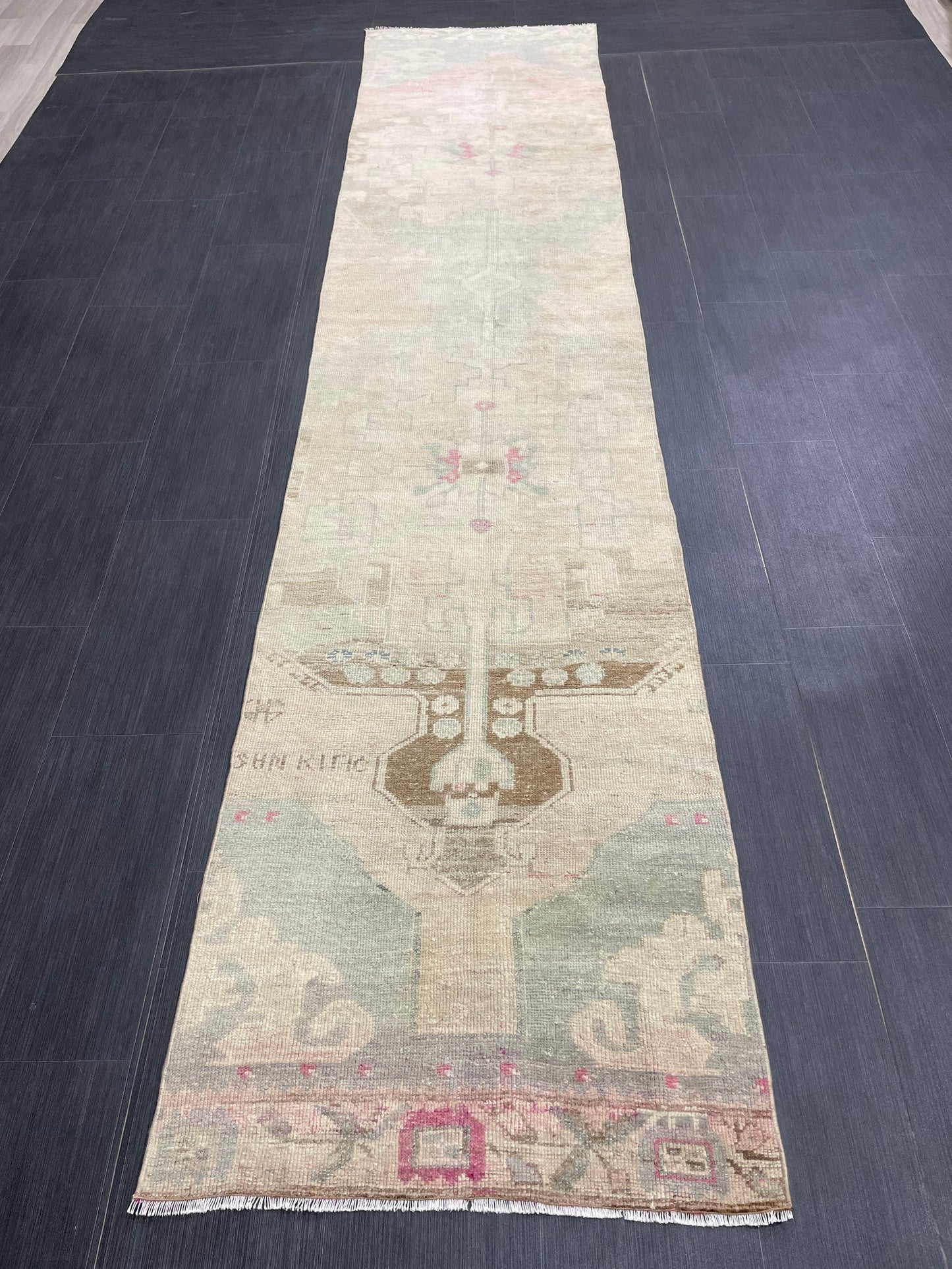 Muted Runner Rug Muted Turkish Runner Rug Vintage 2.5 x 11.5 Runner Rug Hallway Runner Rug Kitchen Runner Rug Oriental Runner Wool Runner