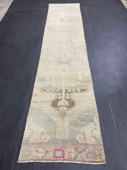 Muted Runner Rug Muted Turkish Runner Rug Vintage 2.5 x 11.5 Runner Rug Hallway Runner Rug Kitchen Runner Rug Oriental Runner Wool Runner