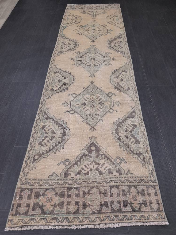 Vintage Runner 3 x 10.8 Rug Muted TURKISH Muted Runner Rug Vintage Oushak Runner Rug Vintage Runner Rug Wool Oriental Runner Handmade Runner