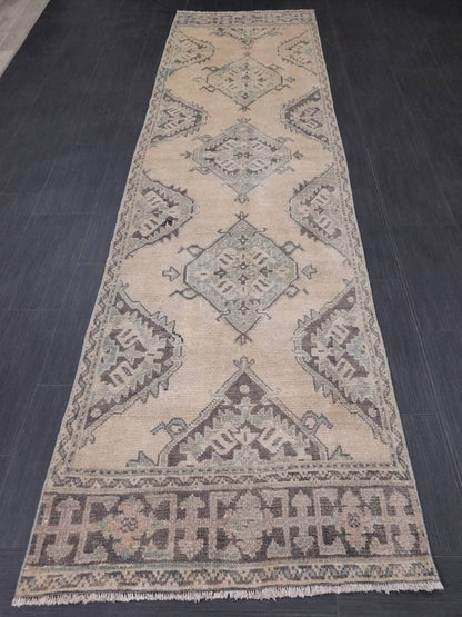 Vintage Runner 3 x 10.8 Rug Muted TURKISH Muted Runner Rug Vintage Oushak Runner Rug Vintage Runner Rug Wool Oriental Runner Handmade Runner