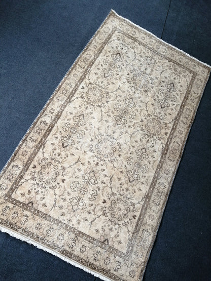 6.9 x 3.8 Rugs, Hand Made Rug, Neutral Rug, Rustic Rug, Boho Rug, Rug Runner, Neutral Turkish Rug, Farmhouse Rug, Vintage Rug, Wool rug