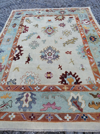 9 by 12 OUSHAK RUG TURKISH Oushak Rug Vintage Oriental Rug  Wool Handmade 9x12 Rug Hand Knotte Rug Hand Made Rugs, Made In Turkey Oushak Rug