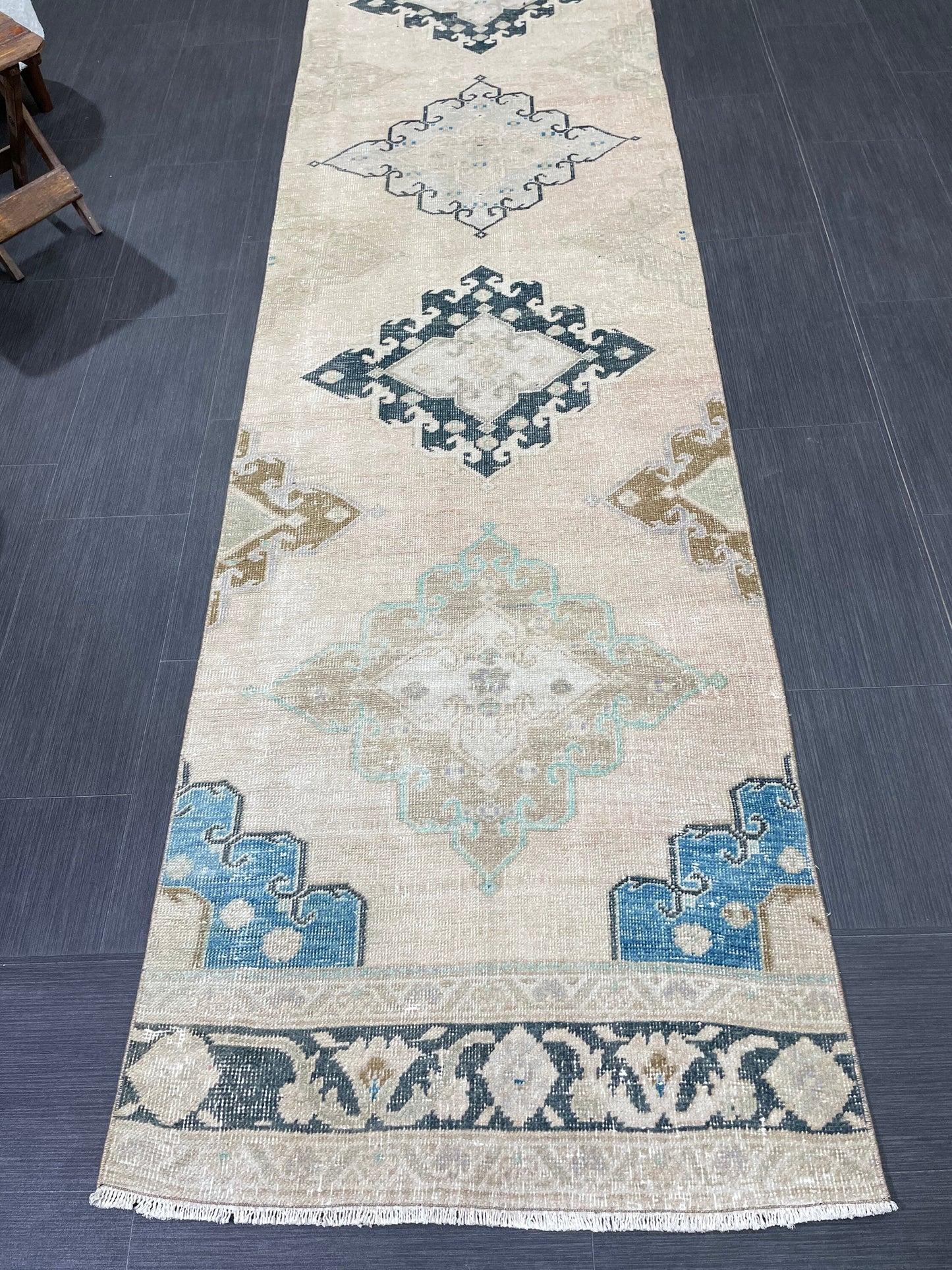 Oushak Runner Rug Turkish 2.7 x 13 Runner Rug Vintage Runner Rug Hallway Runner Rug Kitchen Runner Rug Wool Runner Rug Handmade Rug