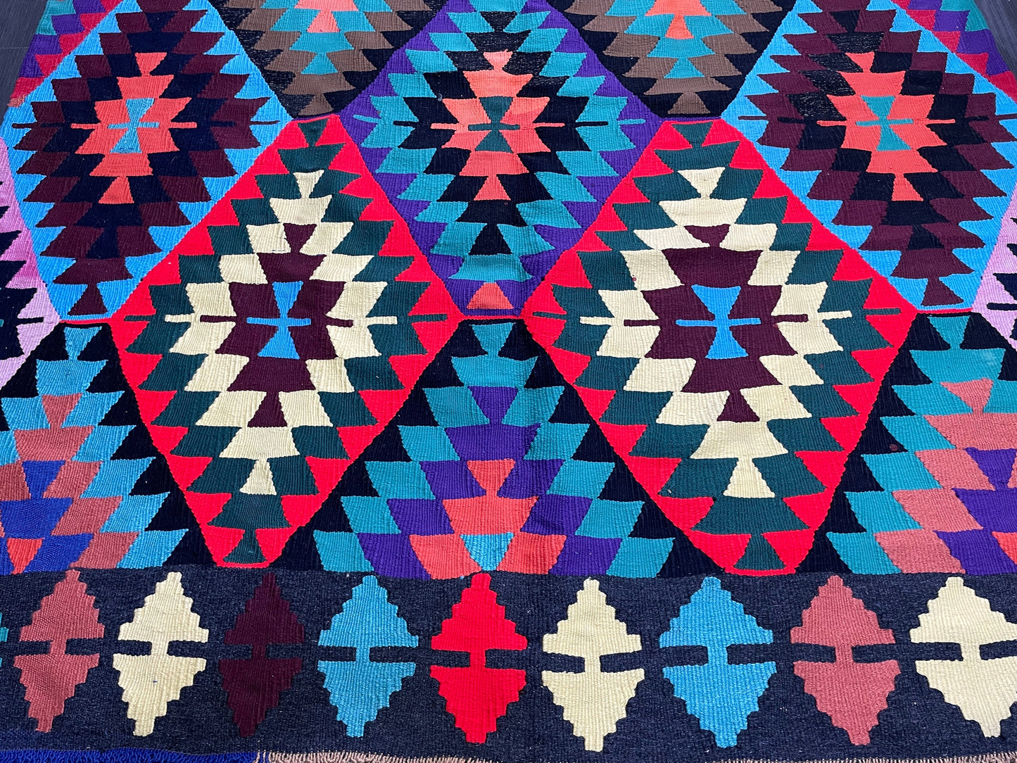 Vintage Kilim Handmade 5.7 x 9.4 Rug, Flatwoven Oushak Rug, Rustic Rug, Flat Weave Rug, Turkish Rug, Farmhouse Rug, Vintage Wool rug