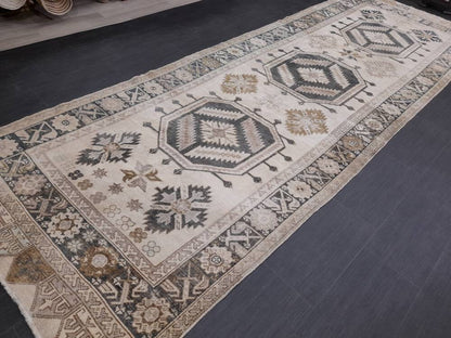 Muted Runner Rug Muted Turkish Runner Rug Vintage 4.5 x 13 Runner Rug Hallway Runner Rug Kitchen Runner Rug Oriental Runner Rug Wool Runner