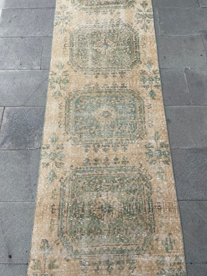Muted Extra Long Turkish Runner Vintage 2.6 x 21.2 Stairs Runner Rug Vintage Runner XL Oriental Runner Staircase Handmade Runner