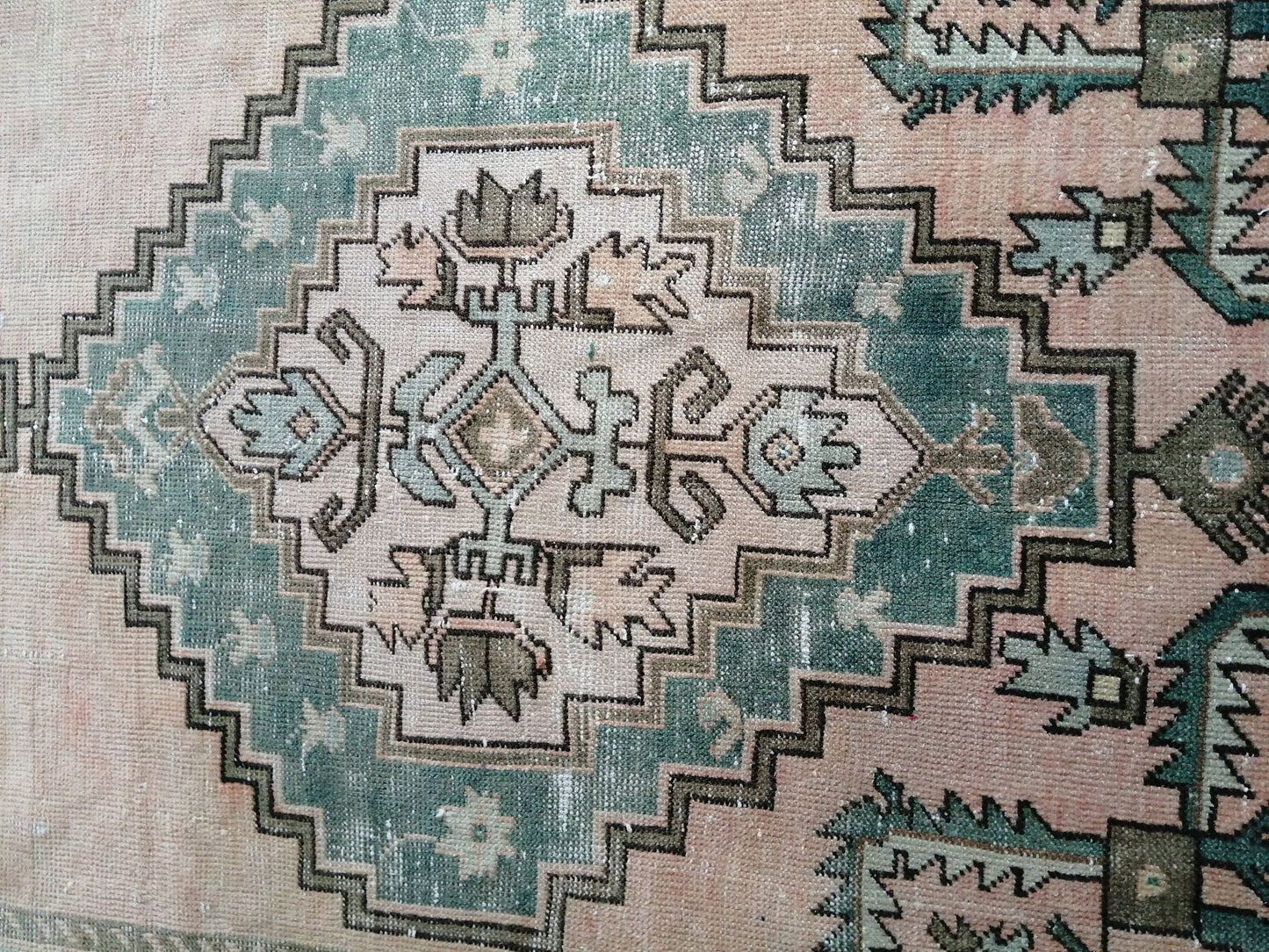 12.5 x 4.7 Large Vintage Rugs  TURKISH HAND MADE Rugs  Green Vintage Turkish Rugs   Oushak Rug  Turkish Oushak Rug, Vintage Oushak Rug