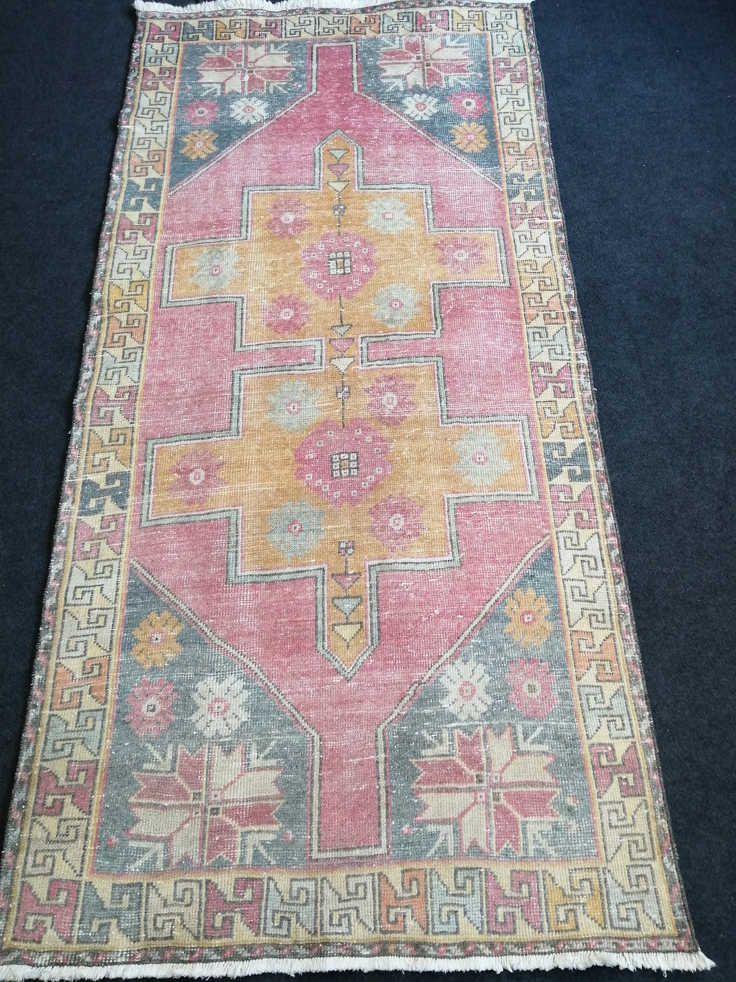 Turkish Rug Oushak Rug 4x8 Vintage Rugs, Wool Handmade Runner Rugs, Runner Rug, Vintage Rug, Hand Made Rug 4x8 Runner Rug