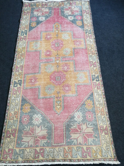 Turkish Rug Oushak Rug 4x8 Vintage Rugs, Wool Handmade Runner Rugs, Runner Rug, Vintage Rug, Hand Made Rug 4x8 Runner Rug