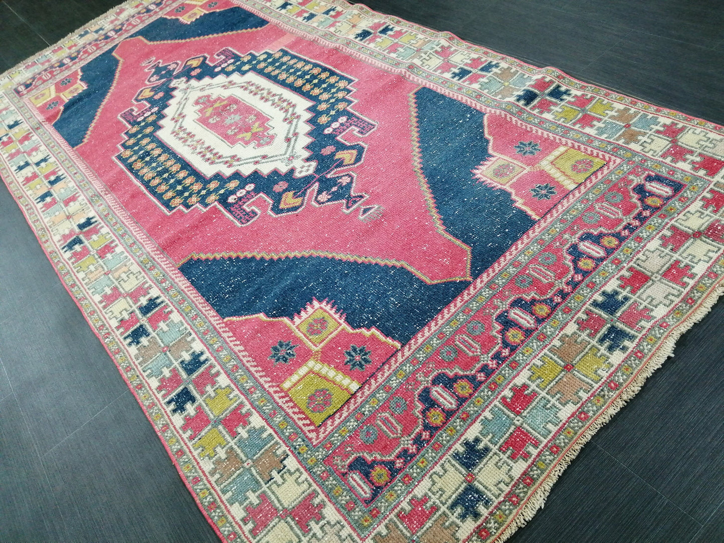 9.5 x 4.6 Rugs, Hand Made Rug, Blue Oushak Rug, Navy Vintag Rug, Bohemian Rug, Rug Runner, Turkish Rug, Farmhouse Rug, Vintage Rug, Wool rug