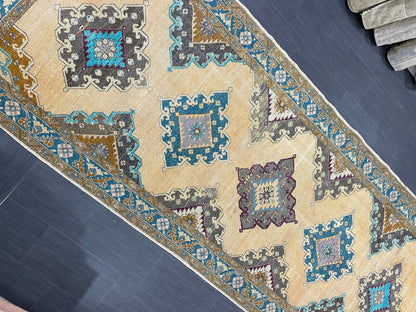 Vintage Handmade Vintage 5x13 Runner Oushak Runner Rug Turkish Runner Rug Vintage Runner Rug Star Kitchen Runner Natural Wool Runner