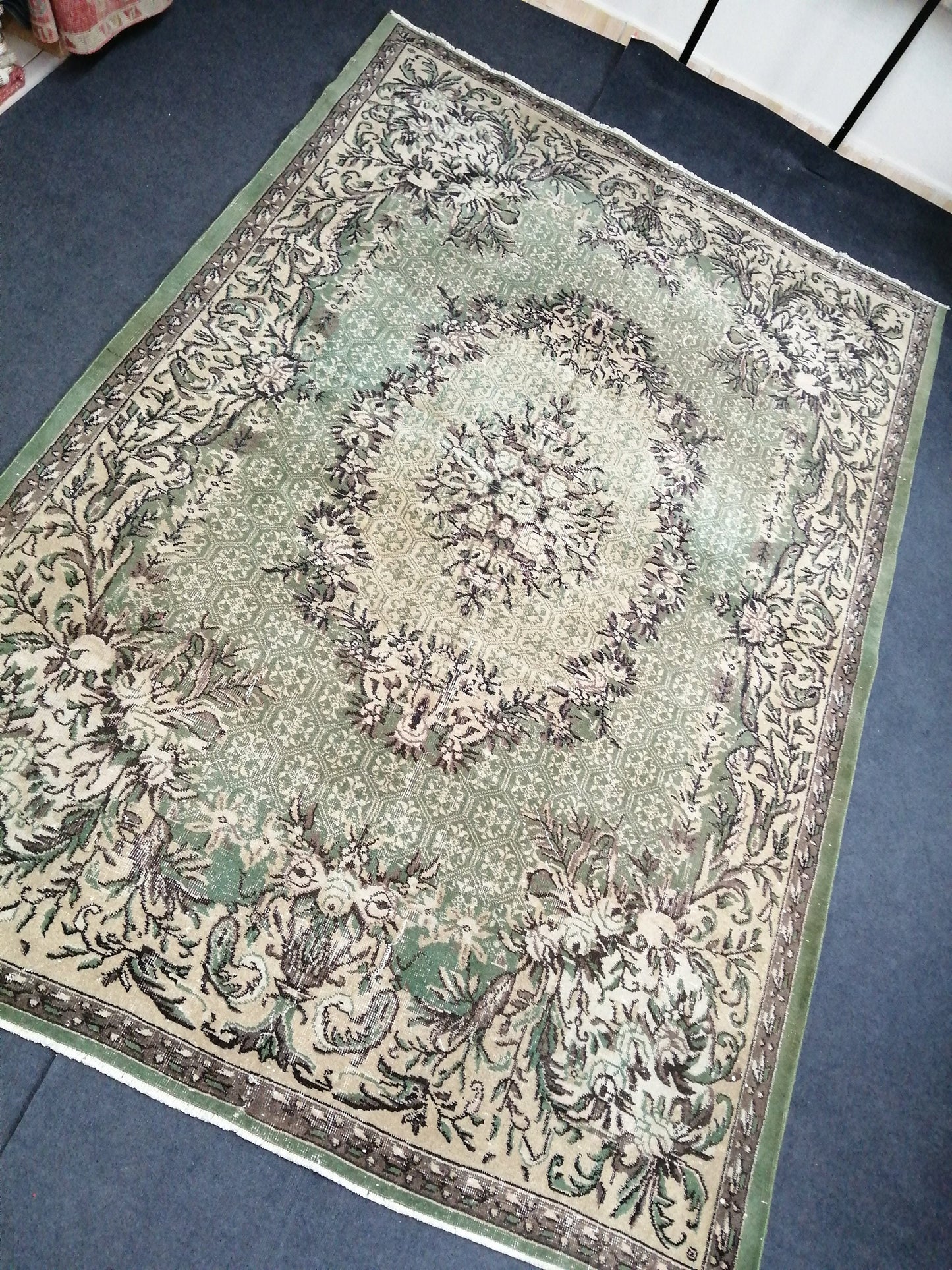 10 X 6.7 OUSHAK RUG TURKISH Oushak Rug Vintage Oushak Runner Rug Vintage Runner Rug Wool Oushak Rug Hand Made Rugs Vintage Turkish Rug