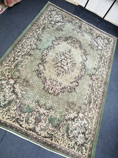 10 X 6.7 OUSHAK RUG TURKISH Oushak Rug Vintage Oushak Runner Rug Vintage Runner Rug Wool Oushak Rug Hand Made Rugs Vintage Turkish Rug