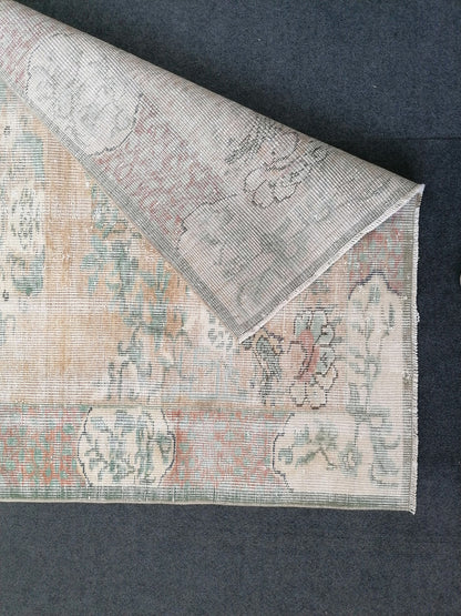 Muted distressed vintage rug 3'8x6'7 turkish rug, muted rug oushak rug floral rug oriental rug antique rug