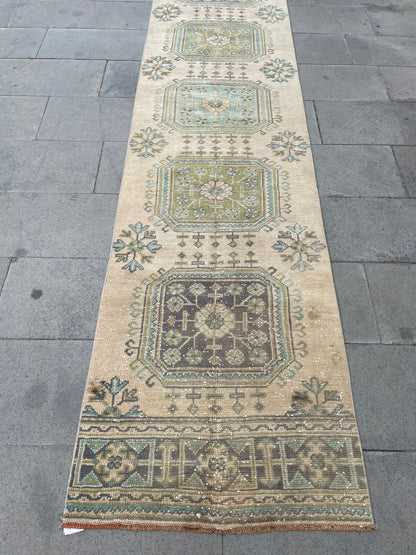 Muted Extra Long Turkish Runner Vintage 2.5 x 20.2 Stairs Runner Rug Vintage Runner XL Oriental Runner Staircase Handmade Runner Rug