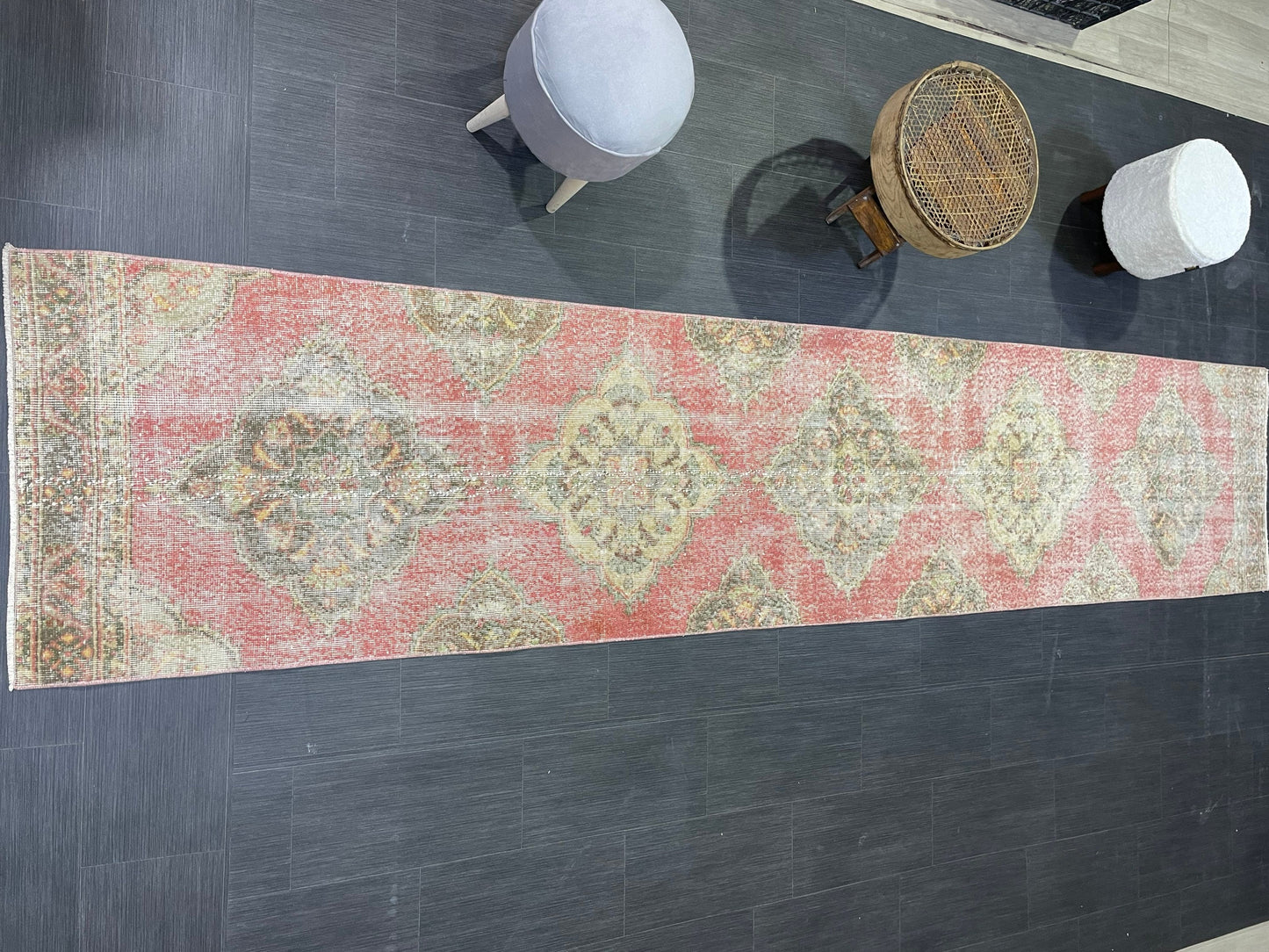 Turkish Runner Rug, Hand Knotted 2.8 x 12.7 Runner Rug, Vintage Runner Rug, Hallway Runner Rug, Persian Kitchen Runner Rug,Handmade Runner